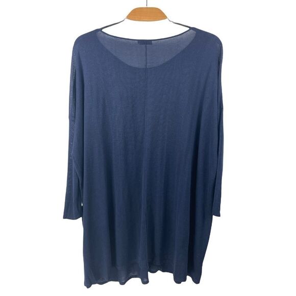 Filippa K Navy Silk/Cashmere/Tencel Oversized Box Sweater w/ Center Seam XS - Picture 3 of 6